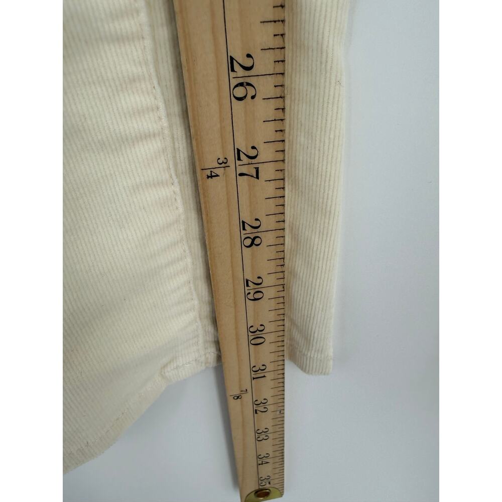 Talbots Corduroy Straight Leg Pants Size 12 Ivory Cream High Rise NWT Minimalist - Picture 11 of 13